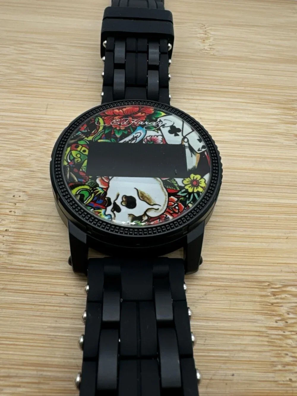 Ed Hardy Ed Hardy Skull Men's Quartz Movement Black Printed Digital Watch